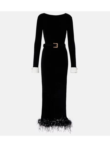 Cu centură rochie midi Self-portrait negru