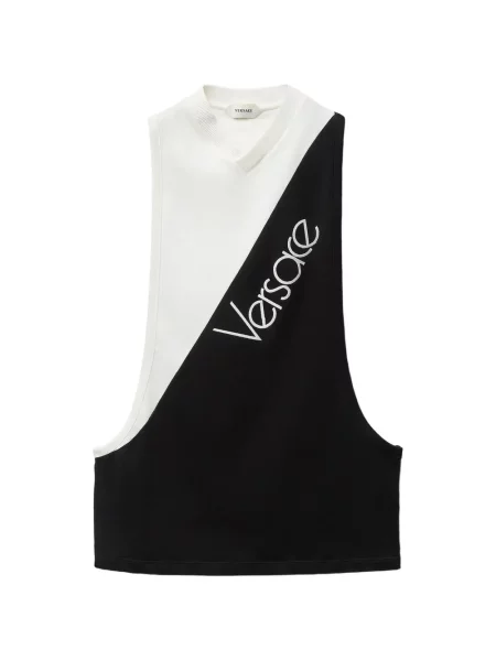 Top Versace din jerseu cu autograf negru