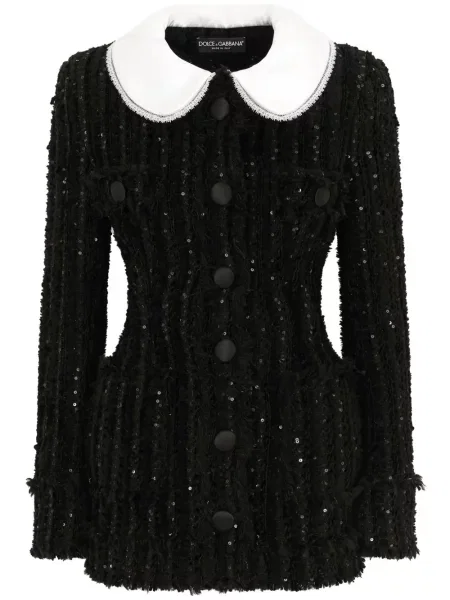 Geacă Dolce & Gabbana din tweed negru