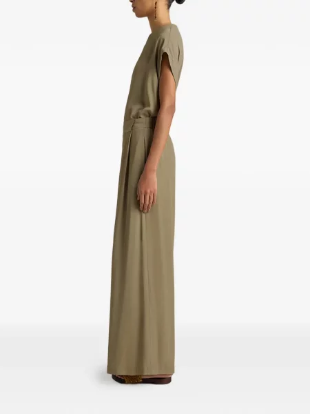 Spodnie palazzo Momoni plisowane zielone