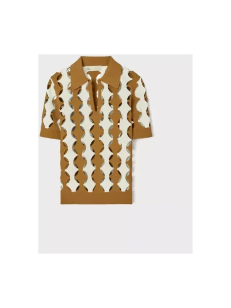 Koszulka polo Tory Burch brązowa