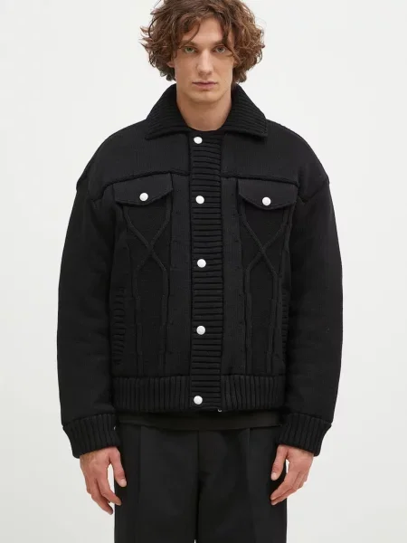 Kenzo geaca Knitted Down Jacket barbati de iarna oversize negru