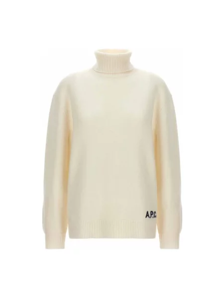 Sweter A.p.c. wełniany do golfa retro beżowy