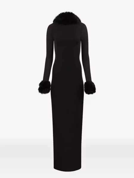 Rochie maxi Nina Ricci cu blană negru
