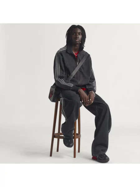 ADIDAS ORIGINALS Přechodná bunda Adicolor Firebird tmavě šedá / džínovina černá