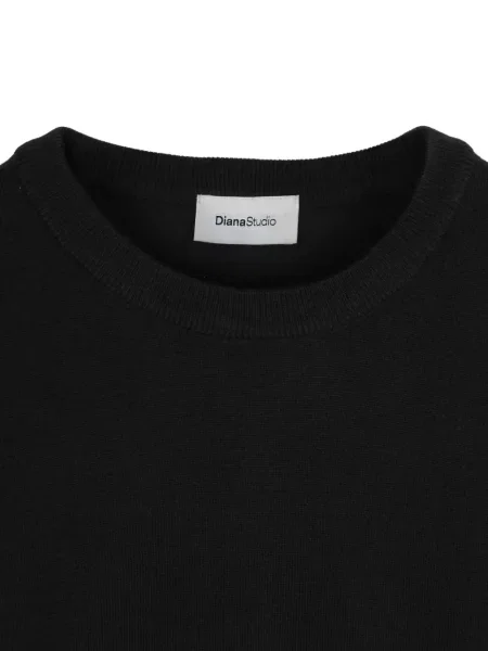 Pulover Diana Studio de lână cu decolteu rotund negru