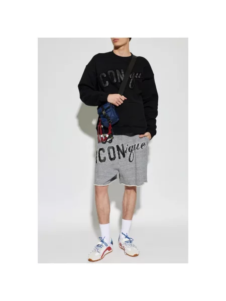 Haftowane szorty Dsquared2 szare