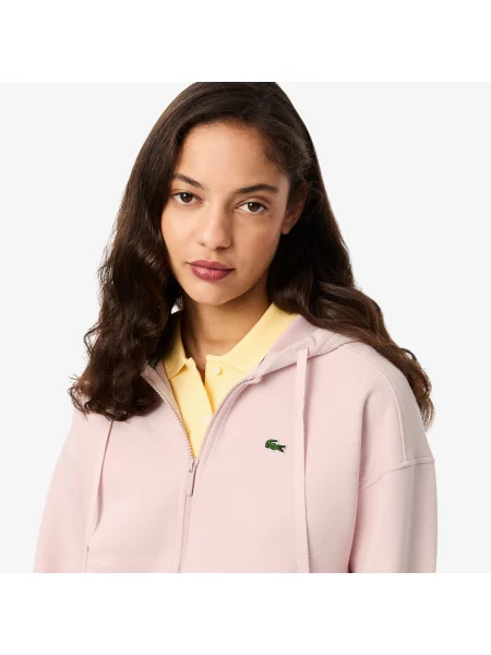 Lacoste Bluza Z Kapturem Zapinana Na różowa