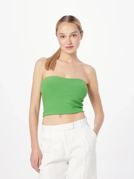 Gina Tricot Top Selina verde măr alb