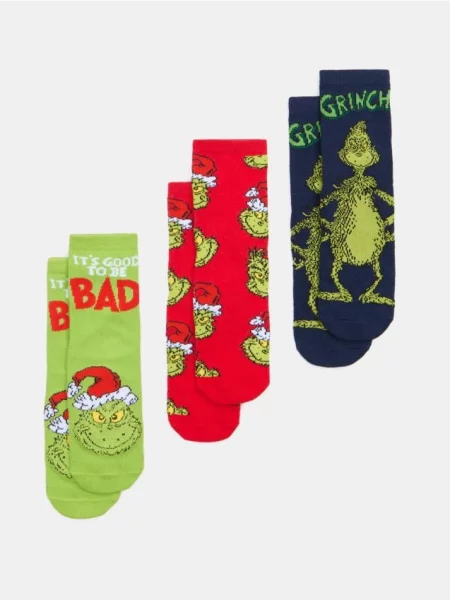 Sinsay Dlouhé ponožky s bavlnou 3 ks Grinch vícebarevná