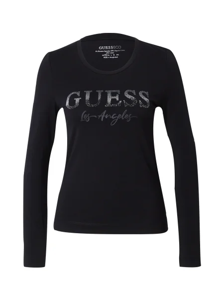 GUESS Majica siva / črna / srebrna