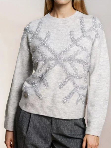 Светр з різдвяним мотивом сірий