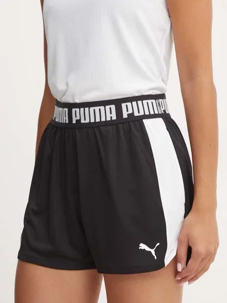Къс панталон за трениране Puma Train All Day с изчистен дизайн с висока талия черно