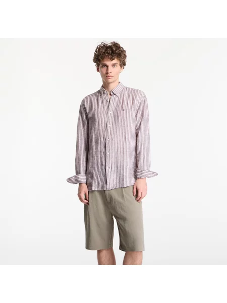 Риза Tommy Hilfiger Linen Bengal Stripe Rf Shirt Safari Canvas/ White M бяло