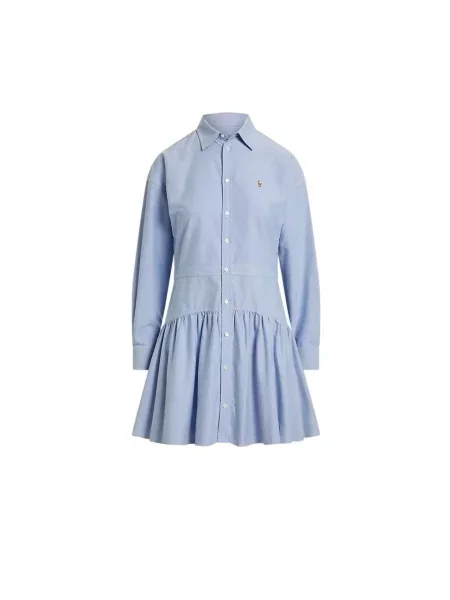 Sukienka koszulowa Polo Ralph Lauren z falbankami niebieska