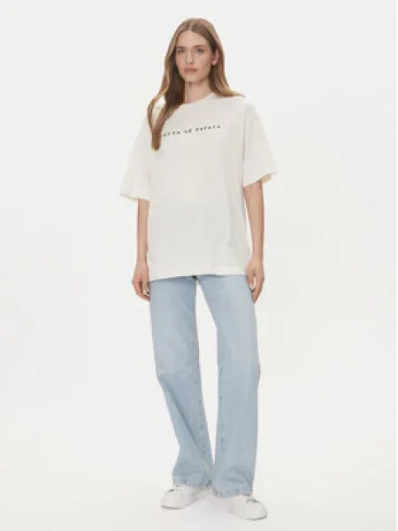 VERO MODA Oversized tričko VMTAZ krémová / tmavě modrá / tmavě zelená / oranžově červená
