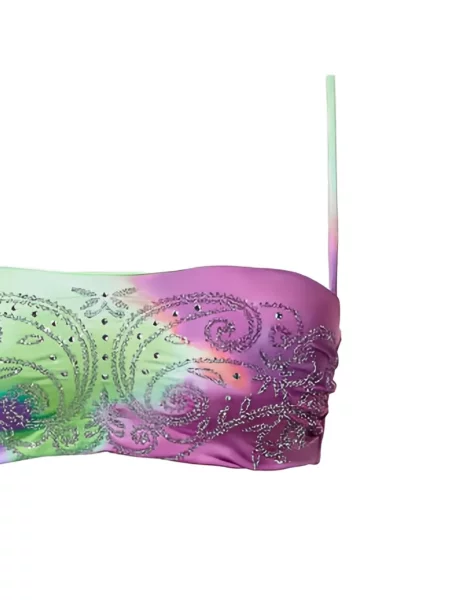 Tie-dye bikinis Twinset su kristalais kaklaraiščiai žalia