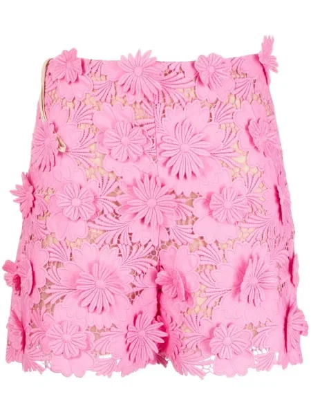 Pantaloni scurți Oscar De La Renta cu model floral din dantelă roz