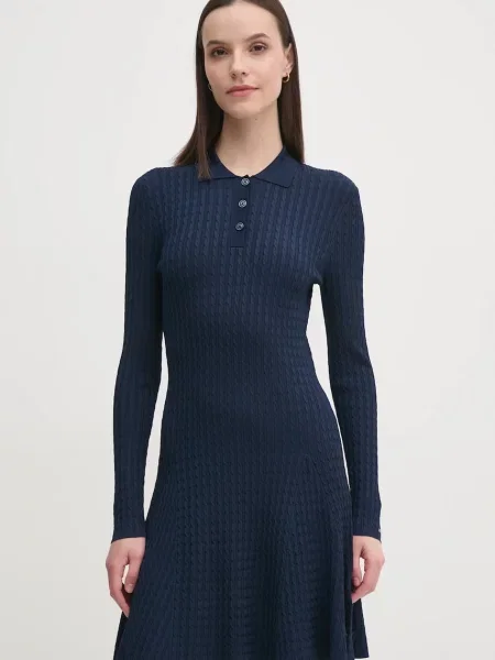 Рокля Tommy Hilfiger къса разкроена тъмносиньо