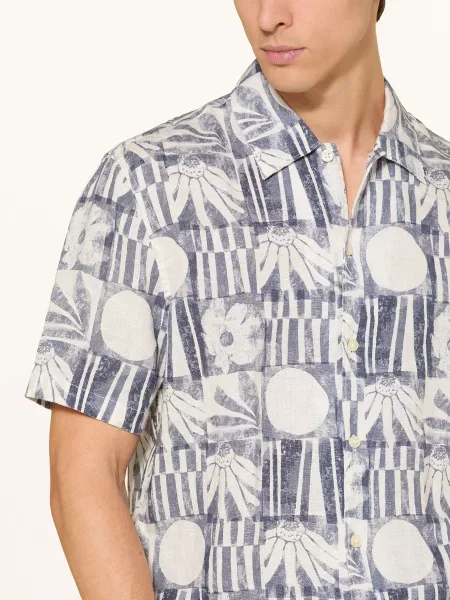 Marc O'polo Koszula Z Krótkim Rękawem Regular Fit Z Lnu blau niebieska