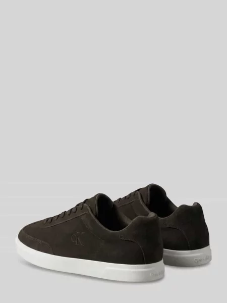 Sneakersy z naturalnej skóry bydlęcej z detalami z logo Calvin Klein brązowe