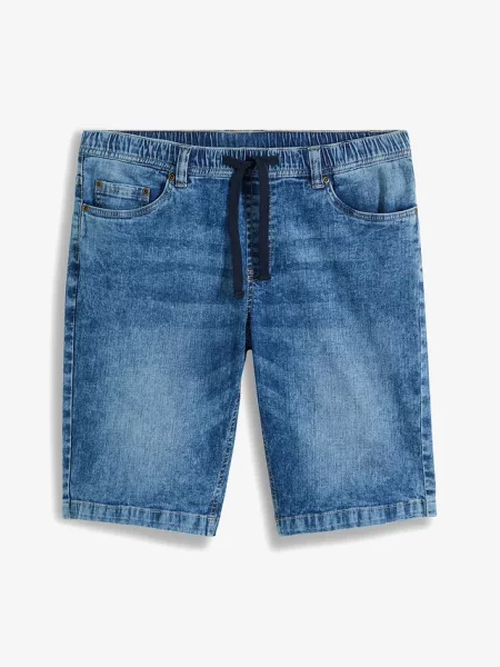 Bermudy z gumką w talii ze stretchem slim fit niebieskie