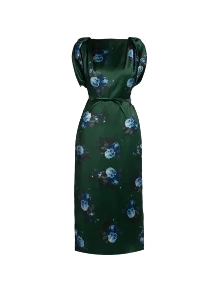 Rochie midi Erdem cu model floral cu imagine verde