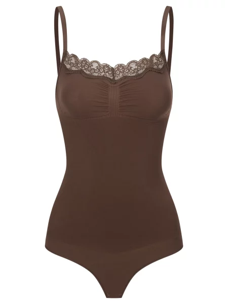 Cfab Alakformáló body Bodysuit Sculpting Shapewear mit Lace' barna