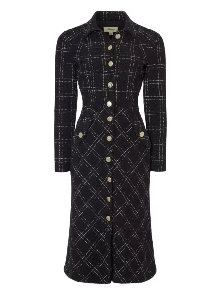 Sukienka midi Temperley London w kratkę do kolan garniturowa czarna