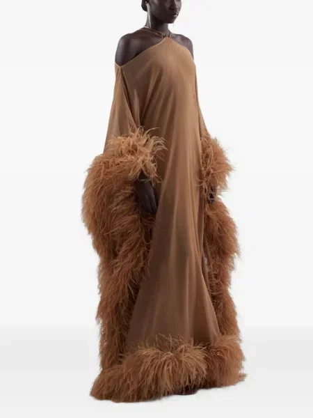 Rochie maxi Taller Marmo cu pene maro