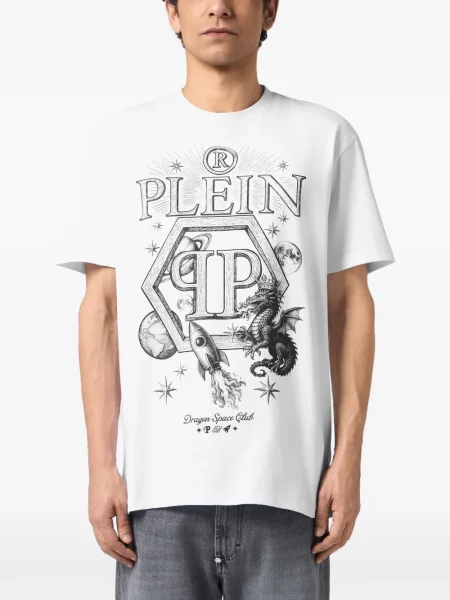 Tricou Philipp Plein cu imagine alb