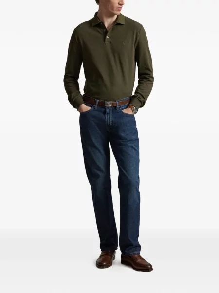 Мрежеста бягане подрязан поло тениска Polo Ralph Lauren синьо