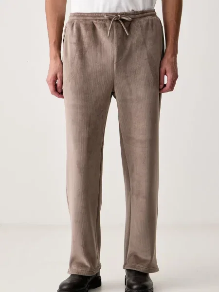 BOSS Green pantaloni straight pentru bărbați din catifea reiată JT_Cord Long bej