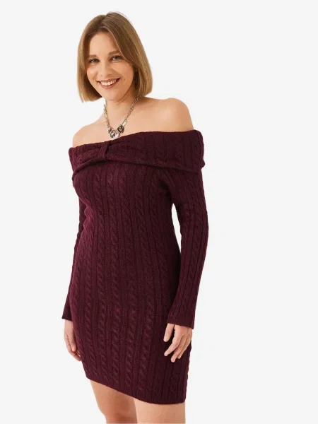 Bianco Lucci Úpletové šaty Strickkleider burgundská červeň
