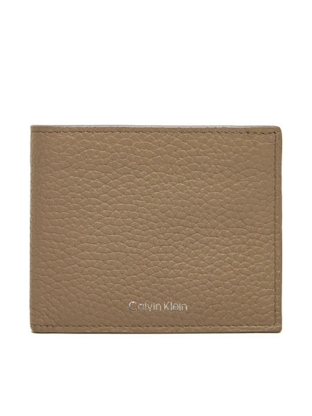 Calvin Klein Pánska peňaženka Ck Leather Billfold W Zip Coin Béžová hnedá