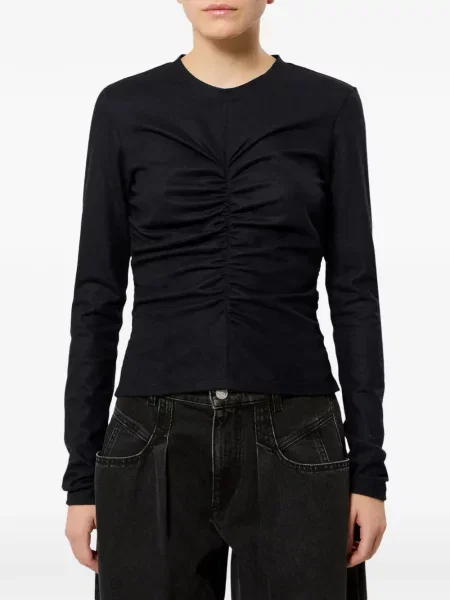 Top Marant Etoile cu volane din jerseu negru