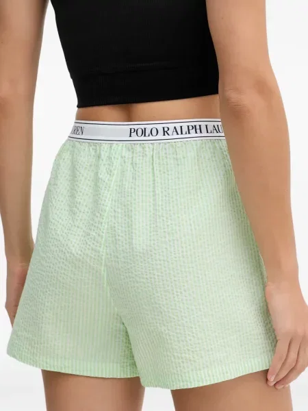 Papuci Polo Ralph Lauren din piele cu autograf cu cordon albastru