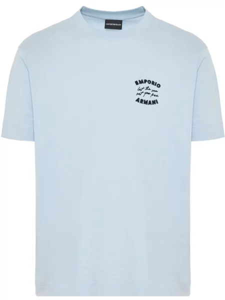 Tricou Emporio Armani cu broderie albastru