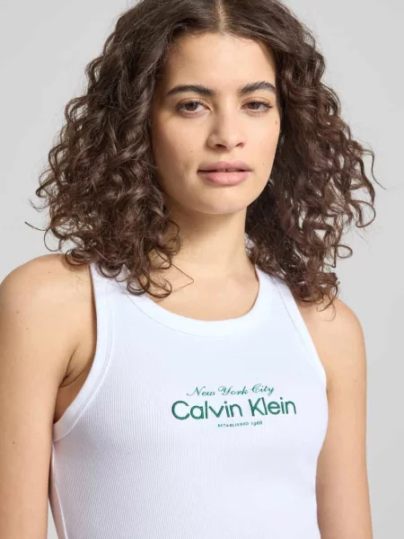 Top Calvin Klein Jeans z autografem biały