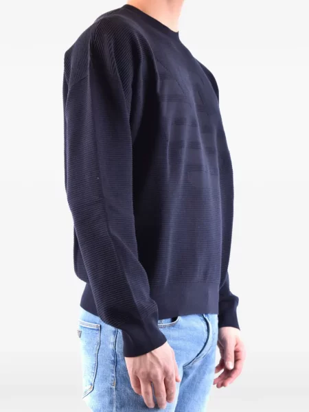 Pulover Emporio Armani cu broderie albastru