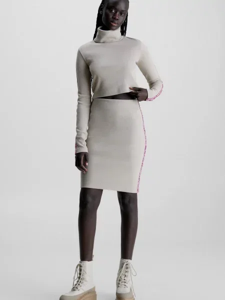 Довга джинсова спідниця Calvin Klein Jeans бежева