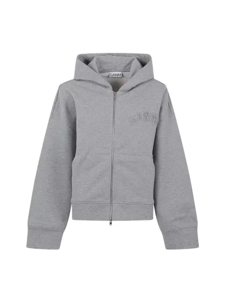 Bluza z kapturem Ganni z kapturem szara