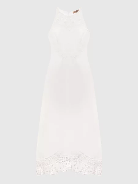 Сукня міді з льоном з ажурними вставками Twinset біла