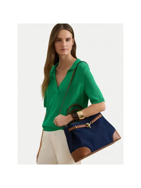 Torba typu kuferek z uchwytem Lauren Ralph Lauren niebieska