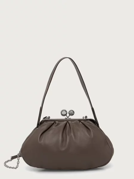 Weekend Max Mara μικρή τσάντα γυναικεία δερμάτινη CUBICO καφέ