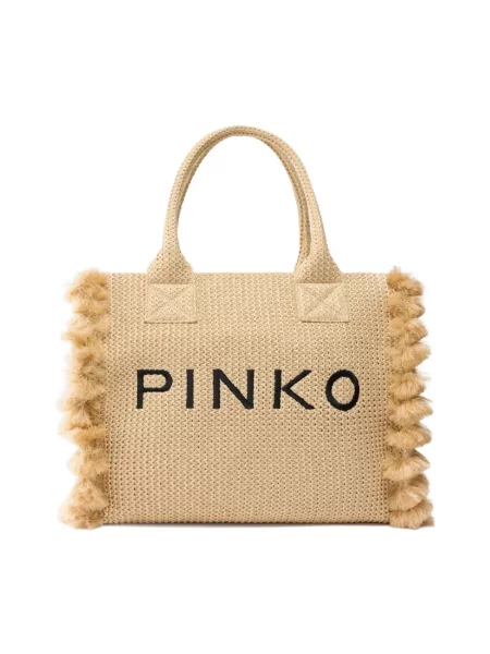 Shopperka Pinko pleciona beżowa