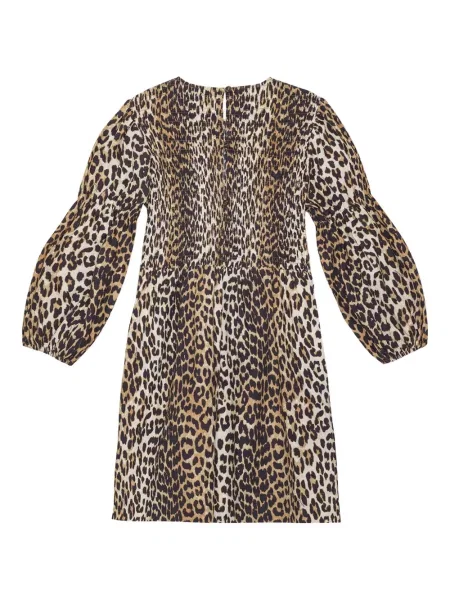 Rochie mini Ganni cu imagine cu model leopard de costum maro