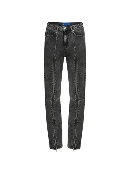 Blugi drepți Karl Lagerfeld Jeans cu talie înaltă gri