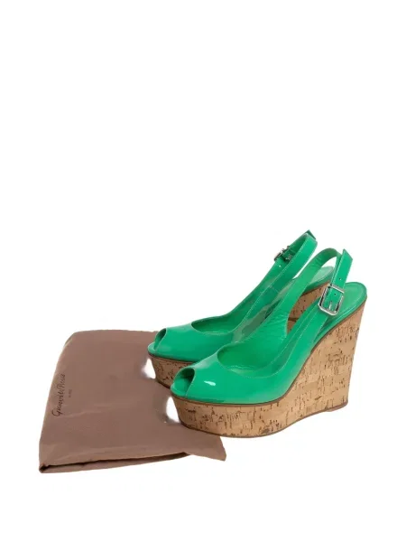 Sandale Gianvito Rossi din piele cu pană de lac verde