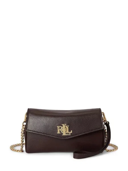 Lauren Ralph Lauren crossbody torbica usnjena rjava